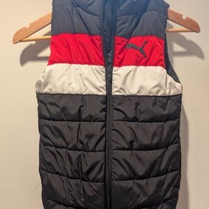 Puma Kids Puffer Vest - Black, Red, and White